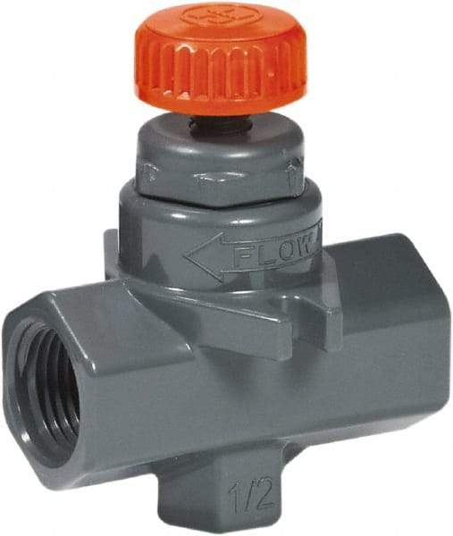 Hayward - 1/4" Pipe, Inline Needle Valve - FPM Seal, Threaded Ends, Grade PVC Cell Class 12454 per ASTM D1784 PVC Valve, 150 Max psi - Apex Tool & Supply