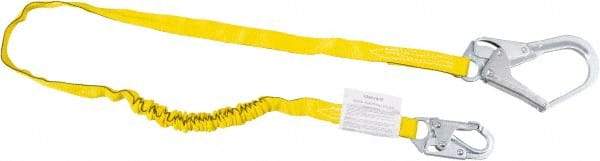 Miller - 6' Long, 310 Lb Capacity, 1 Leg Locking Snap Hook Harness Shock Absorbing Lanyard - 1-1/2" Diam, Polyester Webbing, Locking Rebar Hook Anchorage Connection - Apex Tool & Supply