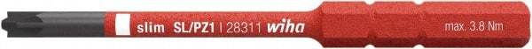 Wiha - 4mm Drive, #1 Reversible Pozidriv/Slotted Screwdriver Bit - 75mm OAL - Apex Tool & Supply