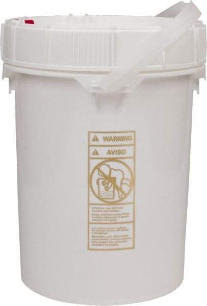 Made in USA - 5 Gal, High-Density Polyethylene Round White Single Pail - Handle & Lid Included - Apex Tool & Supply