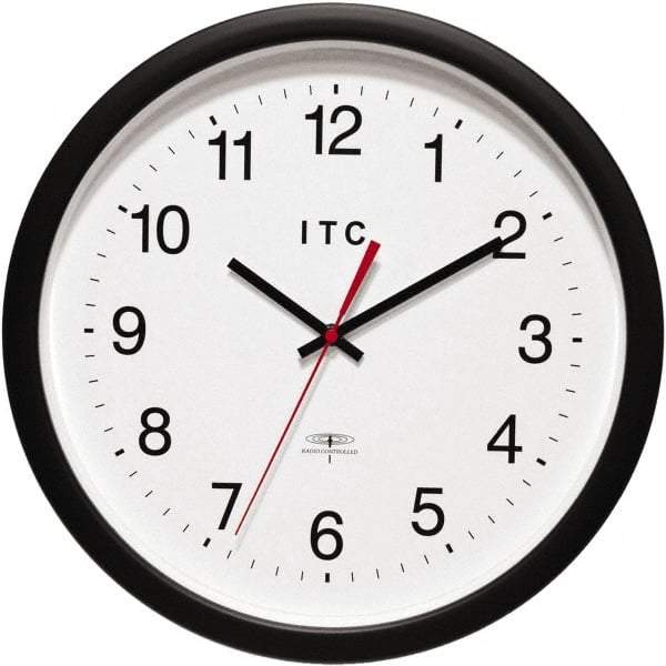 Infinity Insttruments - 13-3/4 Inch Diameter, White Face, Dial Wall Clock - Analog Display, Black Case, Runs on AA Battery - Apex Tool & Supply