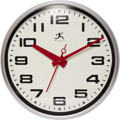 Infinity Insttruments - 13-1/2 Inch Diameter, Off White Face, Dial Wall Clock - Analog Display, Silver Case, Runs on AA Battery - Apex Tool & Supply