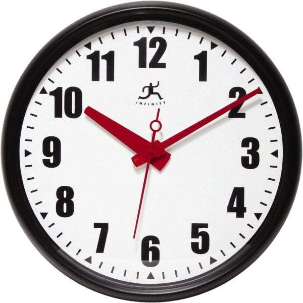 Infinity Insttruments - 13-1/2 Inch Diameter, White Face, Dial Wall Clock - Analog Display, Black Case, Runs on AA Battery - Apex Tool & Supply