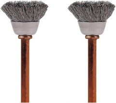 Dremel - 1/2" Brush Diam, Flat Faced, End Brush - 1/8" Diam Steel Shank, 15,000 Max RPM - Apex Tool & Supply