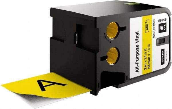 Dymo - 2" Wide x 276" Long, Black on Yellow Vinyl Cartridge - For DYMO XTL Printer 1868815 - Apex Tool & Supply