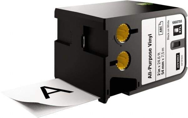 Dymo - 2" Wide x 276" Long, Black on White Vinyl Cartridge - For DYMO XTL Printers 1868813, 1868814, 1868815 - Apex Tool & Supply