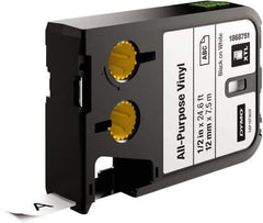 Dymo - 1/2" Wide x 276" Long, Black on White Vinyl Cartridge - For DYMO XTL Printers 1868813, 1868814, 1868815 - Apex Tool & Supply