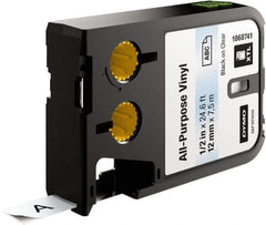 Dymo - 1/2" Wide x 276" Long, Black On Clear Vinyl Cartridge - For DYMO XTL Printers 1868813, 1868814, 1868815 - Apex Tool & Supply