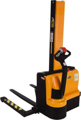 Vestil - 2,200 Lb Capacity, 61" Lift Height, Battery Powered Stacker - 1-1/2" Lowered Height, 42" Fork Length, 58" Overall Width - Apex Tool & Supply