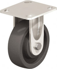 Rigid Top Plate Caster: Nylon, 5″ Wheel Dia, 1-9/16″ Wheel Width, 770 lb Capacity, 6-1/8″ OAH Nylon, 770 Lb Capacity, Ball Bearing, 4 x 4-1/2″ Plate