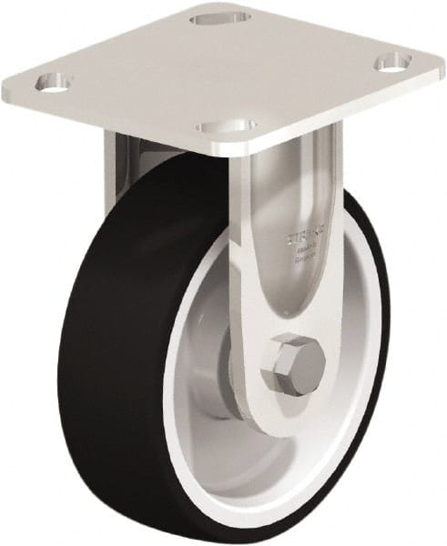 Rigid Top Plate Caster: Polyurethane, 5″ Wheel Dia, 1-9/16″ Wheel Width, 770 lb Capacity, 6-1/8″ OAH Polyurethane, 770 Lb Capacity, Ball Bearing, 4 x 4-1/2″ Plate