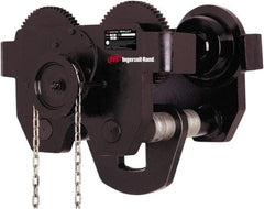 Ingersoll-Rand - 5 Ton Capacity Geared Ball Bearing Trolley - 4.6" to 8" Flange Width, 4-1/2" Wheel Diam, 6" to 24" I-Beam, 60" Min Radius - Apex Tool & Supply