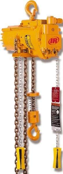 Ingersoll-Rand - 1,100 Lb Load Limit, 10' Max Height Air Chain Hoist - 70 SCFM at 90 PSI, 55 FPM Lift Speed, 18" Min Headroom, Pull Cord Control - Apex Tool & Supply