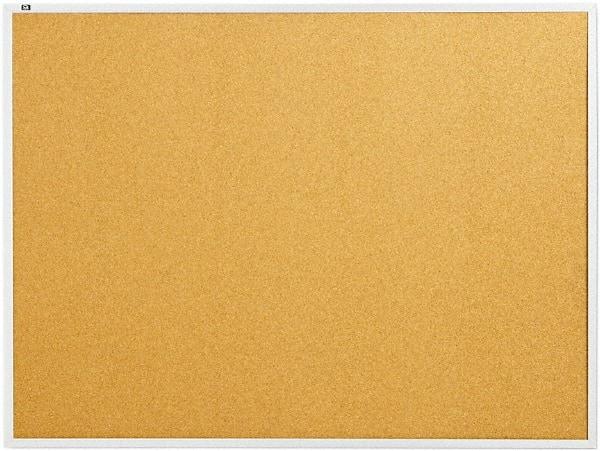 Quartet - 48" Wide x 36" High Open Cork Bulletin Board - Natural Cork over Fiberboard, Aluminum Frame - Apex Tool & Supply