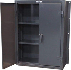 Strong Hold - 2 Shelf Wall Storage Cabinet - Steel, 36" Wide x 14" Deep x 48" High, Dark Gray - Apex Tool & Supply