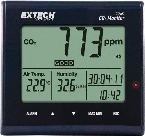 Extech - 23 to 122°F, 0 to 99.9% Humidity Range, Air Quality Monitor - Apex Tool & Supply
