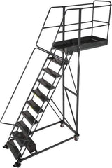 Ballymore - 142" 10 Step Cantilever Ladder - Rolling Work Platform, 300 Lb Capacity, 100" Platform Height, 32" Base Width x 71" Base Depth, Perforated Tread - Apex Tool & Supply
