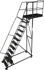 Ballymore - 192" 15 Step Cantilever Ladder - Rolling Work Platform, 300 Lb Capacity, 150" Platform Height, 40" Base Width x 103" Base Depth, Perforated Tread - Apex Tool & Supply