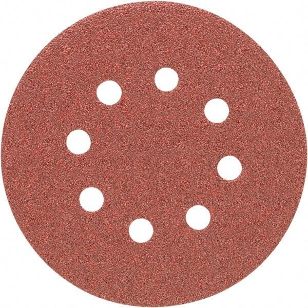 Porter-Cable - 5" Diam, 100 Grit Zirconia Alumina Adhesive PSA Disc - Fine Grade, Tan, C Weighted Backing, Flexible, 15,000 Max RPM - Apex Tool & Supply