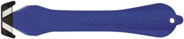 Klever Innovations - Fixed Safety Cutter - 1-1/4" Carbon Steel Blade, Blue Plastic Handle, 1 Blade Included - Apex Tool & Supply