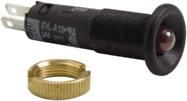 Schneider Electric - 24 V Red Lens LED Pilot Light - Quick Connect Tag Connector, 12mm Wide - Apex Tool & Supply