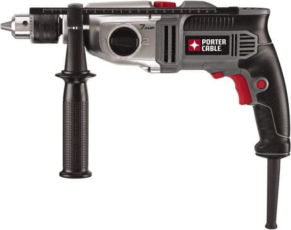 Porter-Cable - 120 Volt 1/2" Keyed Chuck Electric Hammer Drill - 0 to 52,700 BPM, 0 to 1,100 & 0 to 3,100 RPM, Reversible, Mid-Handle - Apex Tool & Supply