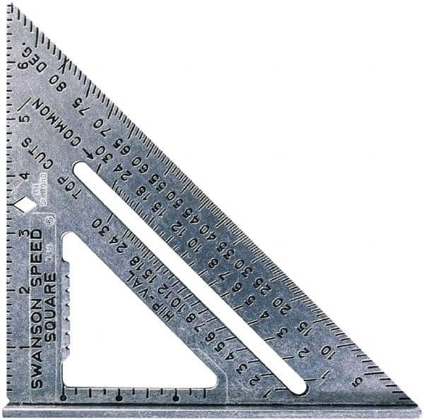 SAVAGE by SWANSON - 7" Blade Length x 7" Base Length, Aluminum Rafter Square - 1/8" Graduation - Apex Tool & Supply