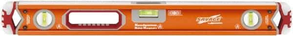 SAVAGE by SWANSON - Magnetic 24" Long 3 Vial Box Beam Level - Aluminum, Orange - Apex Tool & Supply