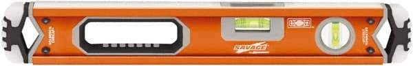 SAVAGE by SWANSON - 18" Long 3 Vial Box Beam Level - Aluminum, Orange - Apex Tool & Supply