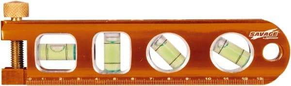 SAVAGE by SWANSON - Magnetic 9" Long 4 Vial Torpedo Level - Aluminum, Orange - Apex Tool & Supply