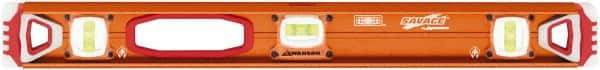SAVAGE by SWANSON - Magnetic 24" Long 3 Vial I-Beam Level - Aluminum, Orange - Apex Tool & Supply