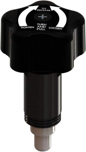 Made in USA - 3/8" Pin Diam, 0.47" Usable Length, Star Knob Handle Quick Release Pin - 3.69" OAL - Apex Tool & Supply