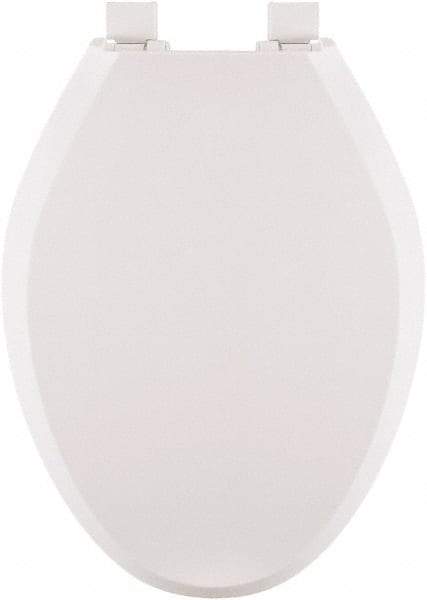CENTOCO - 18.6 Inch Long, 1-3/4 Inch Inside Width, Polypropylene, Elongated, Closed Front with Cover, Toilet Seat - 14 Inch Outside Width, Residential Installation, White - Apex Tool & Supply