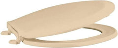 CENTOCO - 18.11 Inch Long, 1-3/4 Inch Inside Width, Polypropylene, Elongated, Closed Front with Cover, Toilet Seat - 14 Inch Outside Width, Residential Installation, Bone and Almond - Apex Tool & Supply