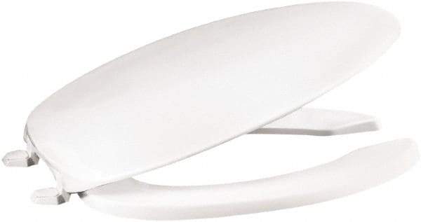 CENTOCO - 18-3/4 Inch Long, 2 Inch Inside Width, Polypropylene, Elongated, Open Front with Cover, Toilet Seat - 14 Inch Outside Width, Commercial, Hotel-Motel, Institutional Installation, White - Apex Tool & Supply