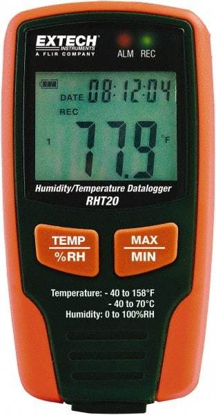 Extech - -40 to 158°F, 0 to 100% Humidity Range, Temp Recorder - Apex Tool & Supply