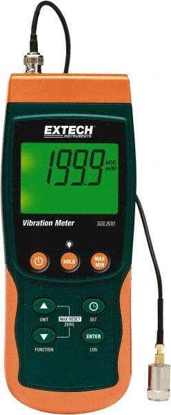 Extech - 10Hz to 1kHz (mm), LCD Vibration Meter Datalogger - 6 AA Batteries - Apex Tool & Supply