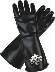 MCR Safety - Size S (7), 14" Long, 25 mil Thick, Butyl Chemical Resistant Gloves - Smooth Finish, Black - Apex Tool & Supply