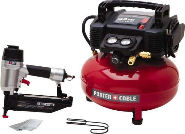 Porter-Cable - 0.80 HP, 2.6 SCFM at 90 psi CFM Pancake Finish/Nailer Compressor - 6 Gallon Tank, 10 Amp, 150 Max psi, 120V - Apex Tool & Supply