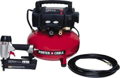 Porter-Cable - 0.80 HP, 2.6 SCFM at 90 psi CFM Pancake Nailer Combo Kit - 6 Gallon Tank, 10 Amp, 150 Max psi, 120V - Apex Tool & Supply