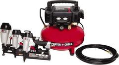 Porter-Cable - 0.80 HP, 2.6 SCFM at 90 psi CFM Pancake Finish/Brad Nailer, Stapler - 6 Gallon Tank, 10 Amp, 150 Max psi, 120V - Apex Tool & Supply