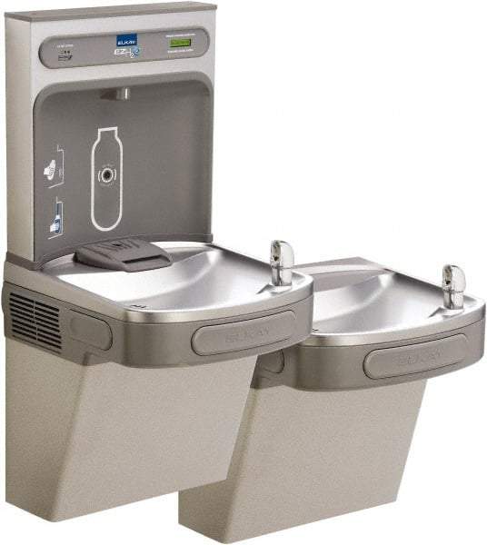 ELKAY - 8 GPH Cooling Capacity Barrier Free Wall Mounted Water Cooler & Fountain - Bottle Filling, 20 to 105 psi, 0.20 hp, Stainless Steel - Apex Tool & Supply