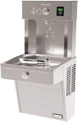 Halsey Taylor - 8 GPH Cooling Capacity Barrier Free Wall Mounted Water Cooler & Fountain - Bottle Filling, 20 to 105 psi, 0.20 hp, Stainless Steel - Apex Tool & Supply
