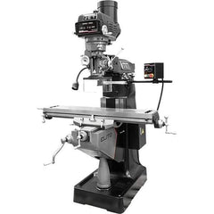 Jet - 9" Table Width x 49" Table Length, Variable Speed Pulley Control, 3 Phase Knee Milling Machine - R8 Spindle Taper, 3 hp - Apex Tool & Supply