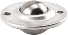 Hudson Bearing - 1 Inch Diameter, Round, Stainless Steel Ball Transfer - 2-1/4 Inch Overall Diameter, 3/4 Inch Mount Height, 75 Lb. Capacity - Apex Tool & Supply