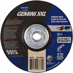 Norton - 24 Grit, 6" Wheel Diam, 1/4" Wheel Thickness, Type 27 Depressed Center Wheel - Aluminum Oxide, 13,580 Max RPM - Apex Tool & Supply