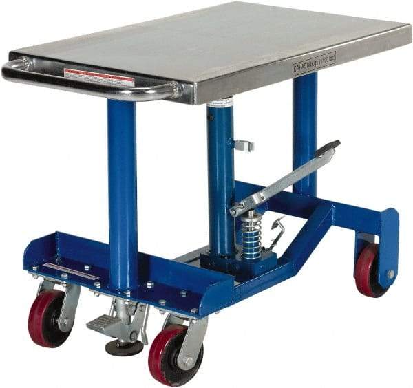 Vestil - 1,000 Lb Capacity Manual Post Lift Table - 25" to 37" Lift Height, 30" Platform Length x 20" Platform Width - Apex Tool & Supply
