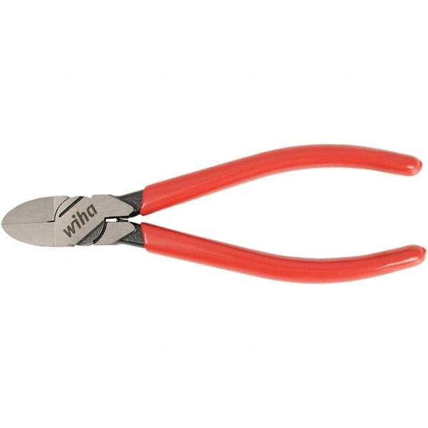 Wiha - 6-3/10" OAL, 18 AWG Capacity, Flush Flush Cutter - Vinyl Handle - Apex Tool & Supply