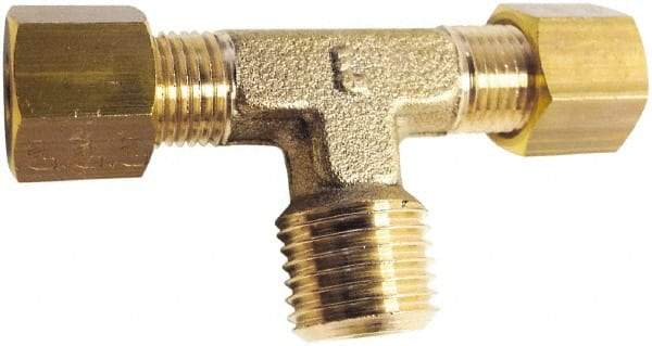 Legris - 10mm OD, Brass Male Branch Tee - 174 Max Working psi, Comp x MBSPT Ends - Apex Tool & Supply