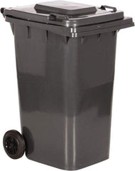 Vestil - 64 Gal Gray Rectangle Trash Can - Polyethylene, None Graphic, 39-15/16" High x 28-1/2" Long x 23-1/2" Wide, Lid Included - Apex Tool & Supply